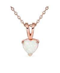 Bling Jewelry Danity Opulence 5CT Solitaire White Synthetic Opal Heart Shape Pendant Necklace Rose Gold Plated Sterling Silver