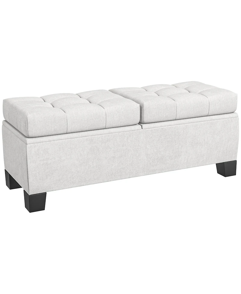 Homcom Storage End of Bed Bench, Upholstered Bench with Steel Frame