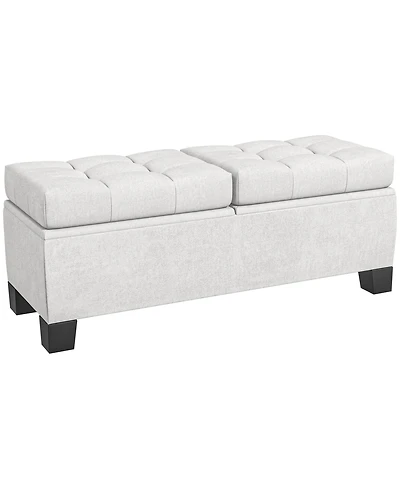 Homcom Storage End of Bed Bench, Upholstered Bench with Steel Frame
