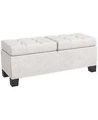 Homcom Storage End of Bed Bench, Upholstered Bench with Steel Frame