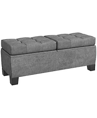 Homcom Storage End of Bed Bench, Upholstered Bench with Steel Frame