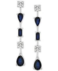 Blue Sapphire (2 ct. t.w.) & White Sapphire (3/8 ct. t.w.) Linear Drop Earrings in Sterling Silver