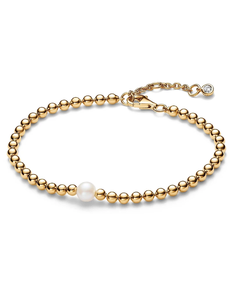 Pandora 14K Gold-Plated Timeless Treated Freshwater Cultured Pearl Beads Bracelet