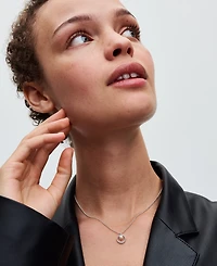 Pandora Sterling Silver Sparkling Treated Freshwater Cultured Pearl Pave Collier Necklace