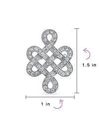 Bling Jewelry Eternal Celtic Love Knot Work Cubic Zirconia Pave Cz Brooch Pin Rhodium Plated Brass 1.2 Inch