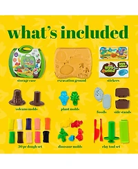 Toyvelt Play Dough Dinosaur Theme Modeling Clay - Set Incl 30 Packs of Clay Dough, Dinosaur, Volcano, Fossil Molds, Tools and Storage Case