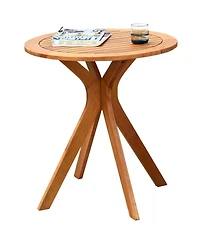 Inolait 27 InchOutdoor Round Solid Wood Coffee Side Bistro Table