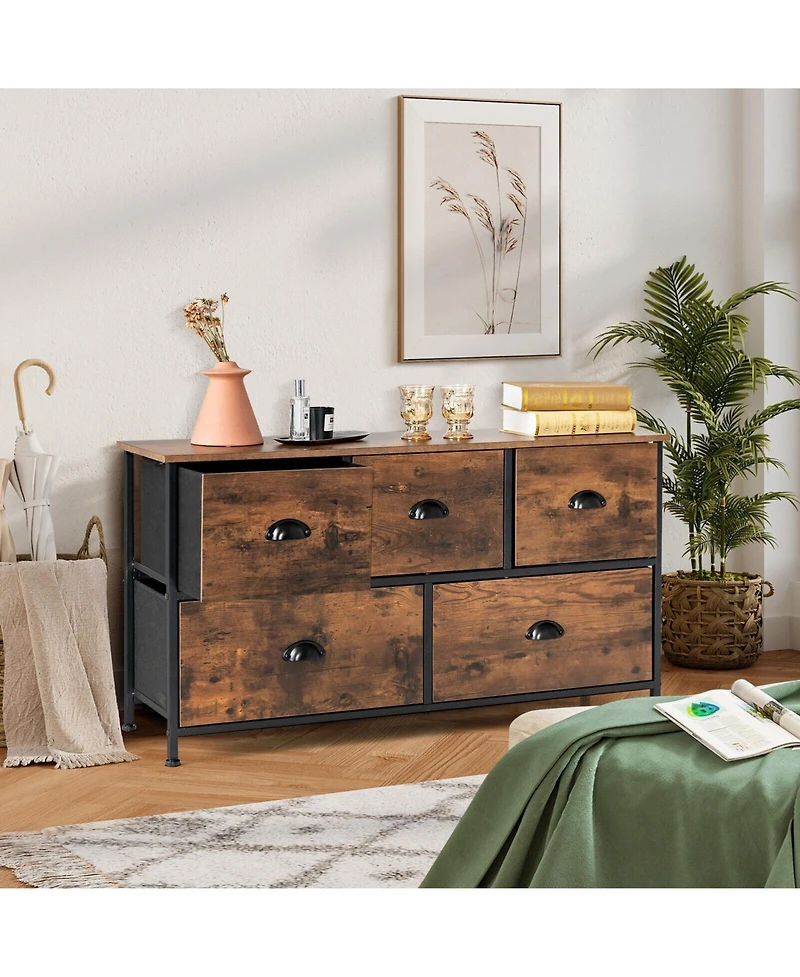 Sugift Dresser Organizer with 5 Drawers and Wooden Top