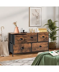 Sugift Dresser Organizer with 5 Drawers and Wooden Top