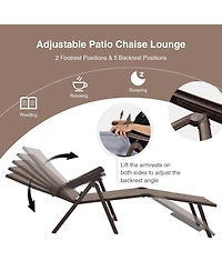 Inolait 2 Pieces Foldable Chaise Lounge Chair with 2-Position Footrest-Brown