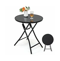 23 Inch Round Bistro Table with Tempered Glass Tabletop