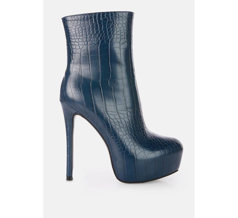 Womens orion high heeled croc ankle boot