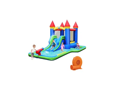 Inolait Inflatable Bounce House Castle Water Slide with Climbing Wall and 550W Blower