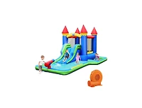 Inolait Inflatable Bounce House Castle Water Slide with Climbing Wall and 550W Blower