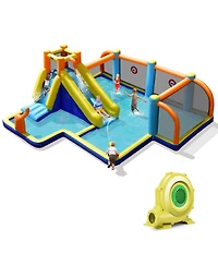 Inolait Giant Soccer-Themed Inflatable Water Slide with 735W Blower