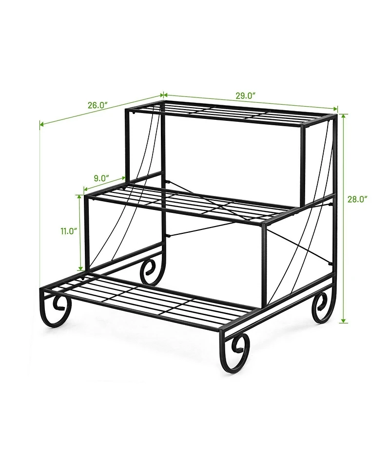 3 Tier Outdoor Metal Garden Planter Holder Shelf