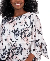 Alex Evenings Plus Size Scoop-Neck Tiered Ruffled Blouse