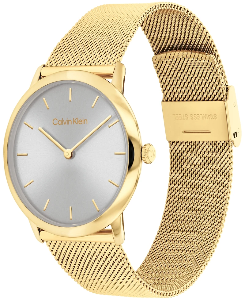 Calvin Klein Women's Exceptional Gold-Tone Stainless Steel Mesh Bracelet Watch 37mm