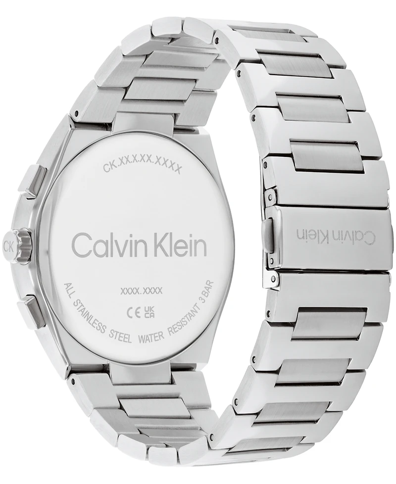 Calvin Klein Men's Distinguish Silver-Tone Stainless Steel Bracelet Watch 44mm
