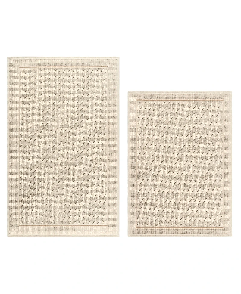 Host & Home Cotton Bath Rug, Stylish Textured Woven Design, Slip Resistant Backing, 5 Color Options, 2-Piece Set - 17x24 20x32