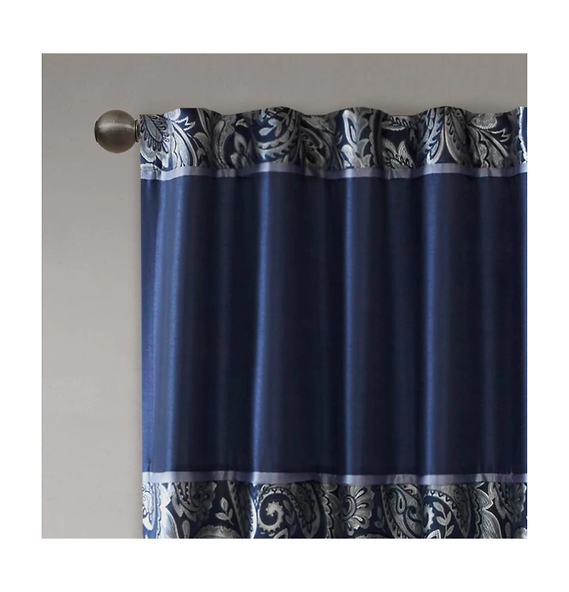 Madison Park Aubrey Jacquard Room Darkening Curtains, Faux Silk Paisley for Bedroom and Living Room, inch length 2 panels set