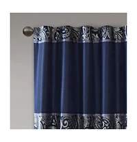 Madison Park Aubrey Jacquard Room Darkening Curtains, Faux Silk Paisley for Bedroom and Living Room, inch length 2 panels set