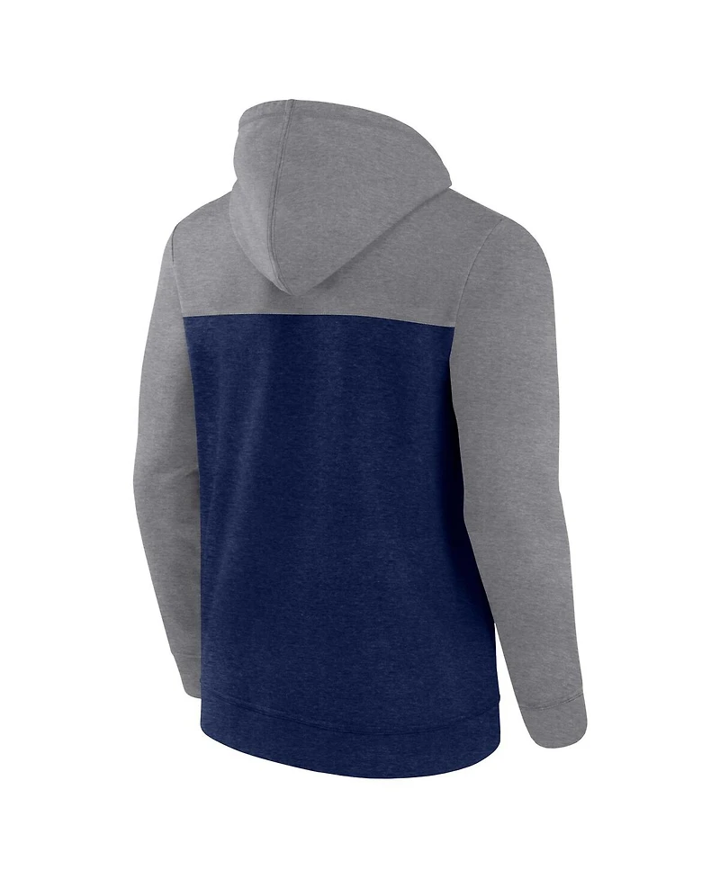 Men's Fanatics Heather Deep Sea Blue Seattle Kraken Down and Distance Full-Zip Hoodie