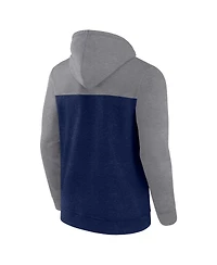 Men's Fanatics Heather Deep Sea Blue Seattle Kraken Down and Distance Full-Zip Hoodie