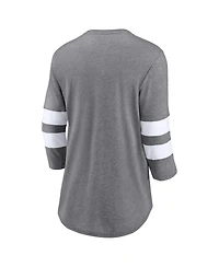 Women's Fanatics Heather Gray Michigan Wolverines College Football Playoff 2023 National Champions Outstanding Achievement Retro Tri-Blend 3/4-Sleeve