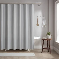 Host & Home Damask Shower Curtain Set with 12 Metal Rolling Rings, Weighted Hem, Rust-Proof Grommets, Fine 100% Polyester Yarn, 72x72, Three Proof Tre