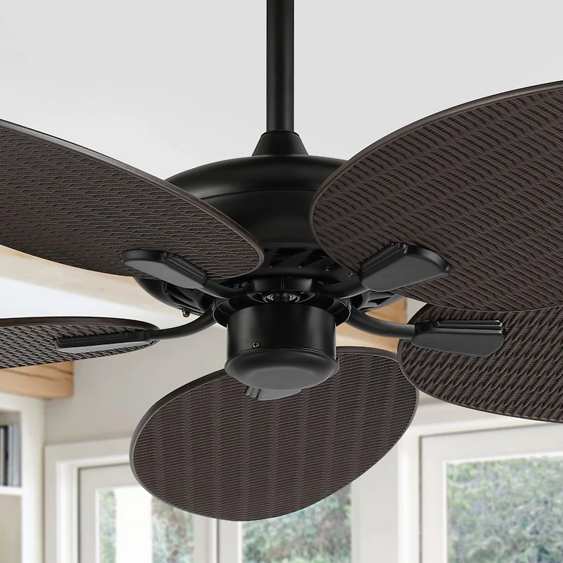 Jonathan Y Raffles Bohemian Industrial Iron/Plastic Palm Blade Ceiling Fan