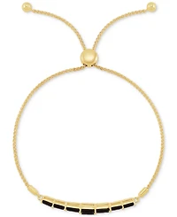 Onyx Baguette Bolo Bracelet in 14k Gold-Plated Sterling Silver