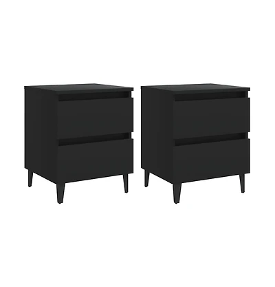 Bed Cabinets 2 pcs Black 15.7"x13.8"x19.7" Engineered Wood