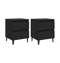 Bed Cabinets 2 pcs Black 15.7"x13.8"x19.7" Engineered Wood