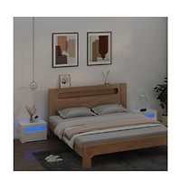 Bedside Cabinets 2 pcs with LEDs White 23.6"x13.8"x15.7"