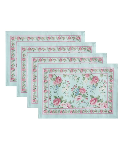 Vintage-Like Floral Garden Placemats, Set of 4, 13" x 19"