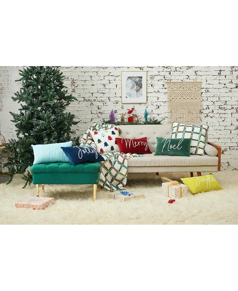 Noel Green Velvet Beaded Throw Pillow