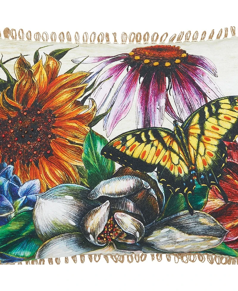 14" x 22" Botanical Floral Spring Printed and Embellished Spring Easter Themed Accent Throw Pillow