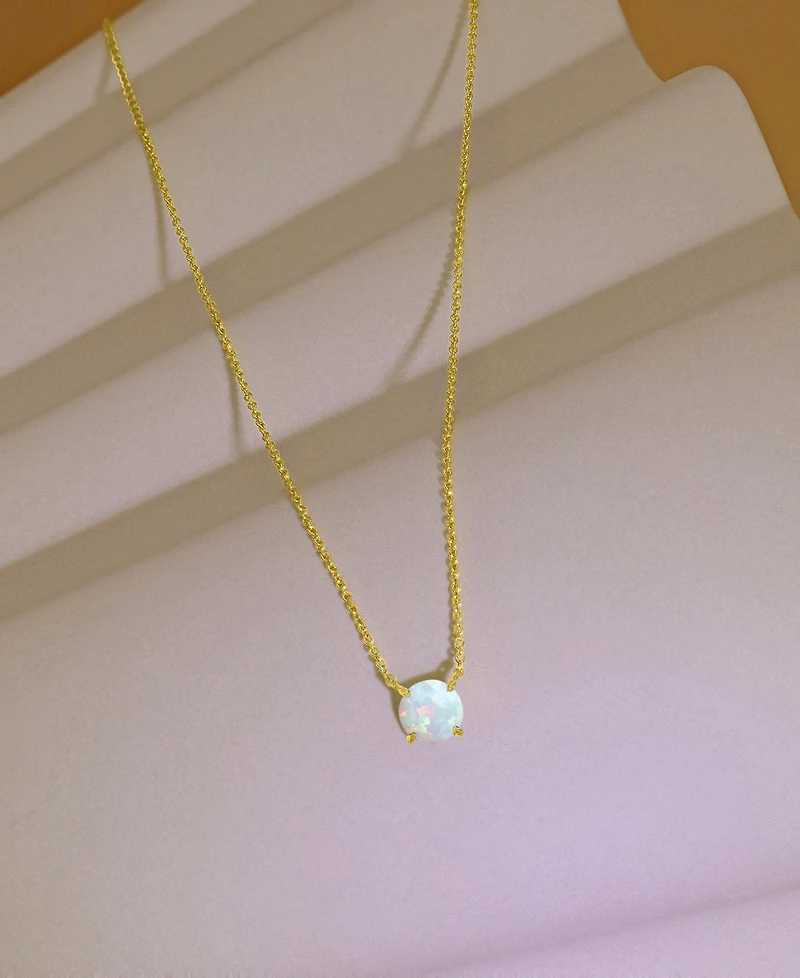 Lab-Grown Opal Round Cut Solitaire 18" Pendant Necklace (1-1/5 ct. t.w.)