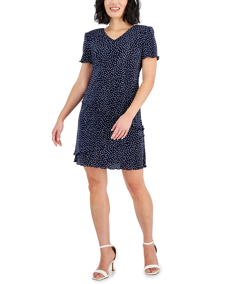 Connected Petite Dot-Print Fit & Flare Dress
