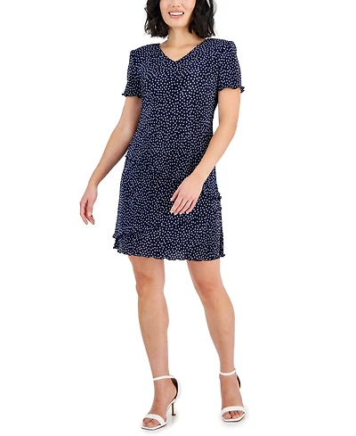 Connected Petite Dot-Print Fit & Flare Dress