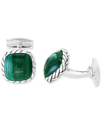 Effy Men's Malachite Rope Framed Cufflinks in Sterling Silver