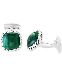Effy Men's Malachite Rope Framed Cufflinks in Sterling Silver