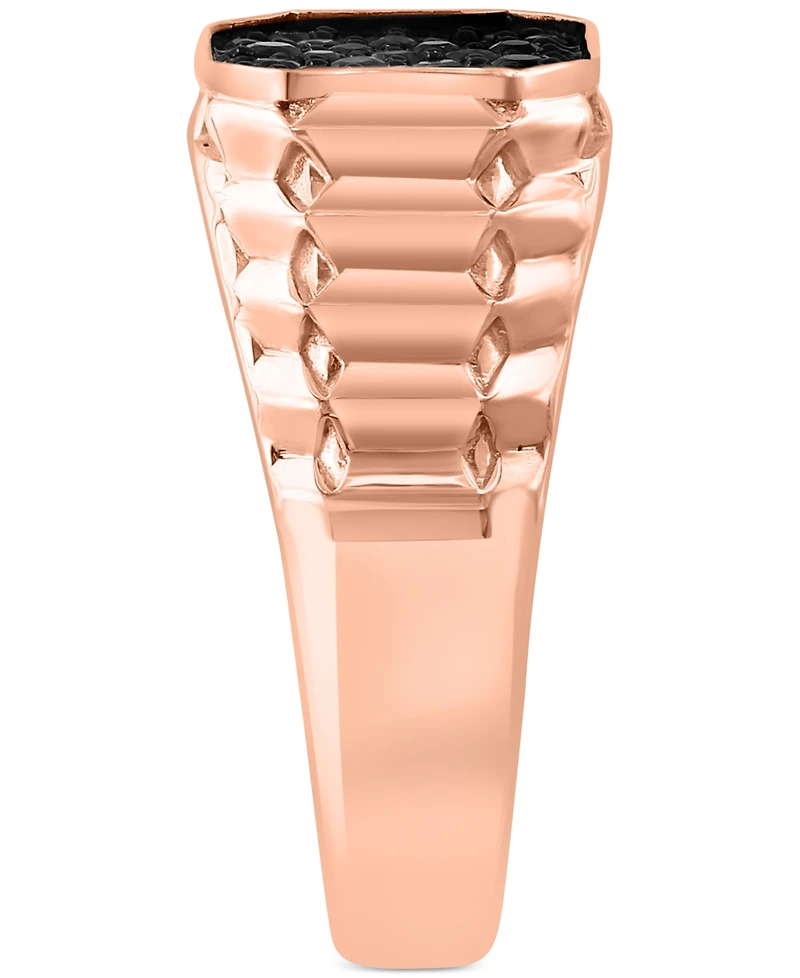 Effy Men's Ruby Cluster Ridge Texture Ring (1-1/20 ct. t.w.) in 14k Rose Gold-Plated Sterling Silver