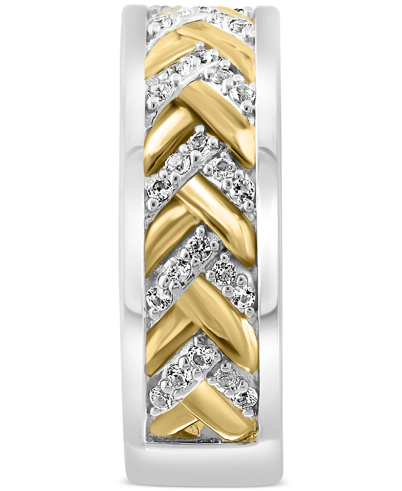 Effy Men's Black Spinel Chevron Band (1-1/20 ct. t.w.) in Sterling Silver (Also in White Topaz)