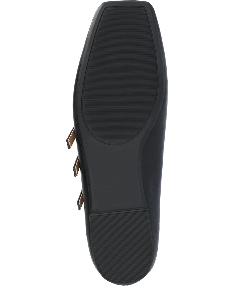 Journee Collection Women's Darlin Multi Strap Mary Jane Square Toe Flats