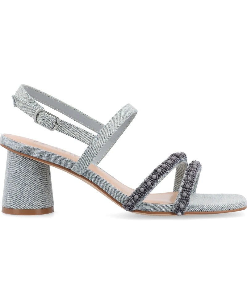 Journee Collection Women's Lornnah Beaded Strap Heeled Sandals