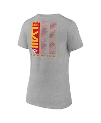 Women's Fanatics Heather Gray Kansas City Chiefs Super Bowl Lviii Roster V-Neck T-shirt