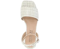 Journee Collection Women's Adleey Ankle Strap Tweed Block Heel Sandals