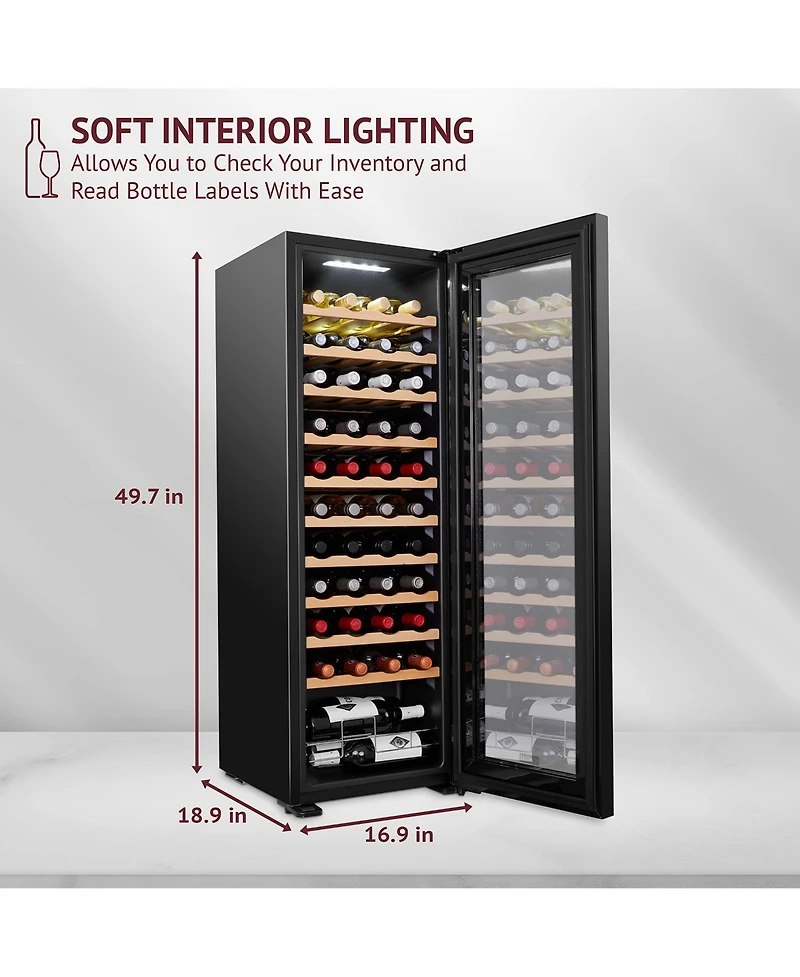 Schmecke 44-Bottle Wine Cooler, Large Freestanding Wine Cooler - Black